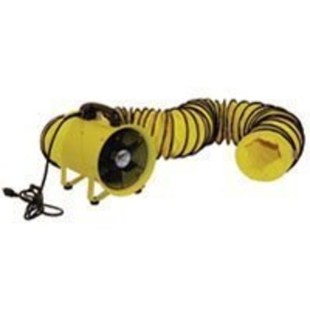 MAXX AIR Confined Space Ventilator and Polyvinyl Hose, 120 V, 2000 cfm, Steel, Industrial Yellow HVHF 12COMBO